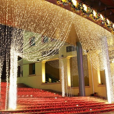 String Lights Indoor/Outdoor Curtain Wedding Party Christmas Decor 300 LED Fairy