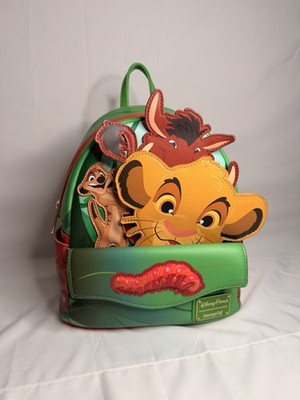 Loungefly Disney The Lion King Mini Backpack Simba Timon Pumbaa Green/Red