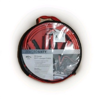 Zero To Sixty 10 Gauge 12 Ft Jumper Cables 100 Amps w/ Carry Case (New)
