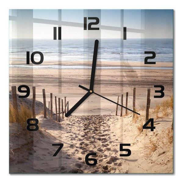 Glasuhr Glas-Wanduhr Mit Leisem Uhrwerk KüStendüNen Schwarze Zeiger 30X30 Cm-image