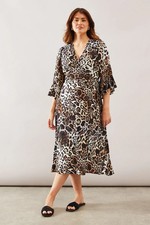 Wallis Natural Wrap Dress Womens Daywear Dresses