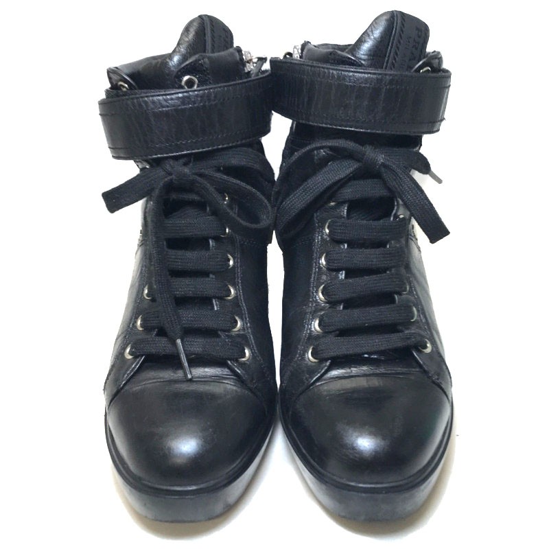 Prada Womens High-Cut Sneakers with Heel EU Size 36 1 2 JP Reference