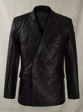 Formal Leather Blazer Men's Black Lambskin Designer Office Party Luxury Coat