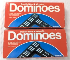 Pressman Double Nine Wooden Dominoes Complete Set 55 Hardwood Engraved Lot 2