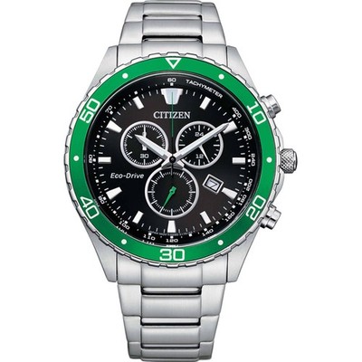 Citizen Men's Watch Weekender Eco-Drive Chrono Green Rotating