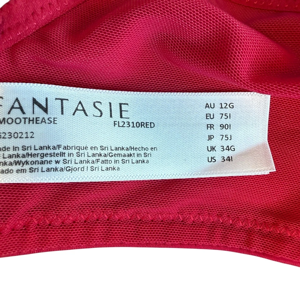 Sujetador Camiseta Fantasie Smoothease 34I Rojo FL2310 Con Aros Moldeado Suave Nuevo Con Etiquetas Foto 4 de 4