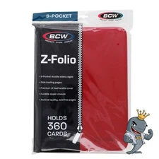 BCW Z-Folio 9-Pocket ZIPPER  Album - Red - FREE SHIP