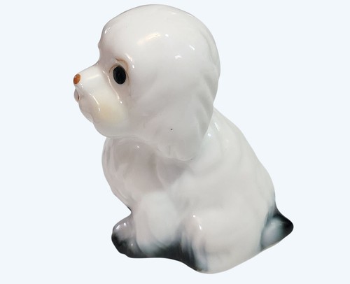 Vintage Ceramic White Puppy Dog Figurine Miniature Nearly 3 Inches Tall