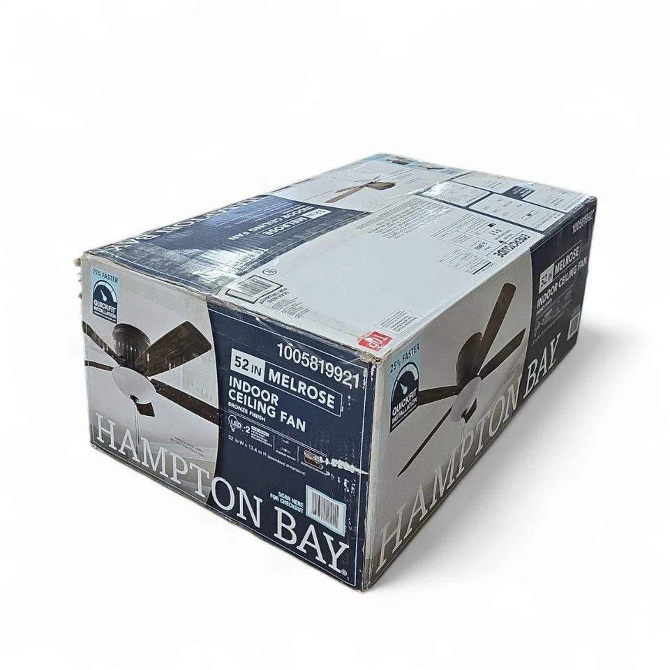 Hampton Bay Melrose 52 in. Indoor LED Hugger Bronze Dry Rated Ceiling Fan - Image 2 of 4