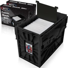 2 Pack BCW BLACK Short Comic Book Bin - HeavyDuty AcidFree Plastic Stackable Box