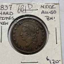 Beautiful 1837 Hard Times Token “Millions For Defence Not One Cent For Tribute”