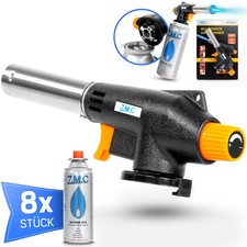 Gasbrenner Bunsenbrenner Lötlampe Lötbrenner Gasanzünder + 8 Gaskartuschen 227g