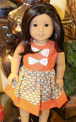New Summer Orange With Bow Dress Doll Clothes Fits American Girl