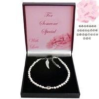 Silber Perlen Armband Mit Buchstabe Perlen,EngelsflüGel AnhäNger,Gift FüR