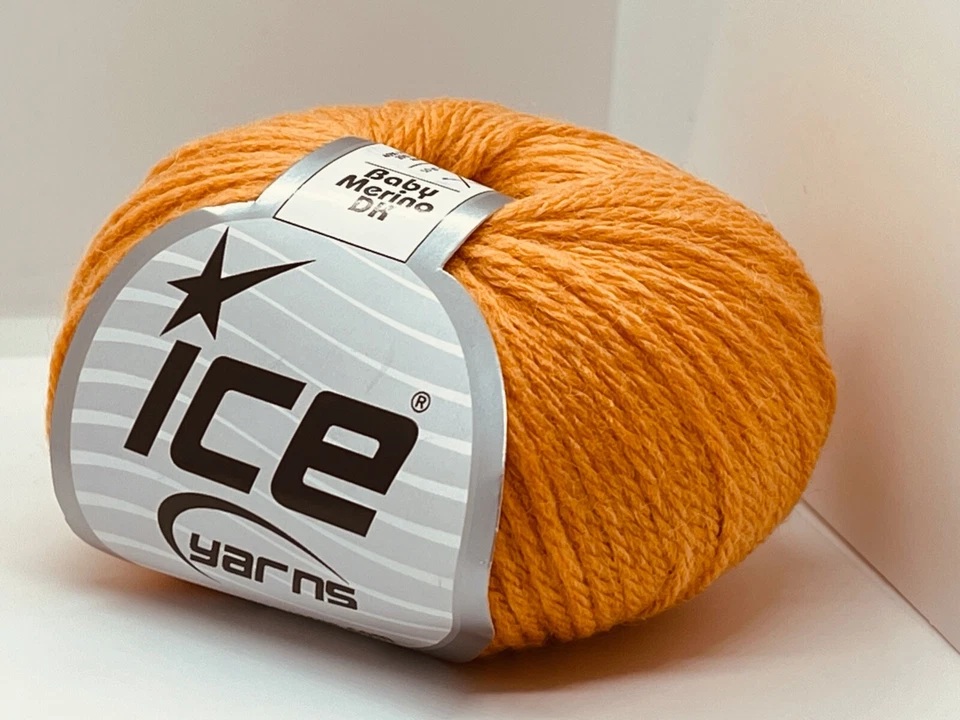 Hilos de hielo Baby Merino DK naranja claro 45813 50 gr 109 yardas lana merino acrílico nailon Foto 2 de 4