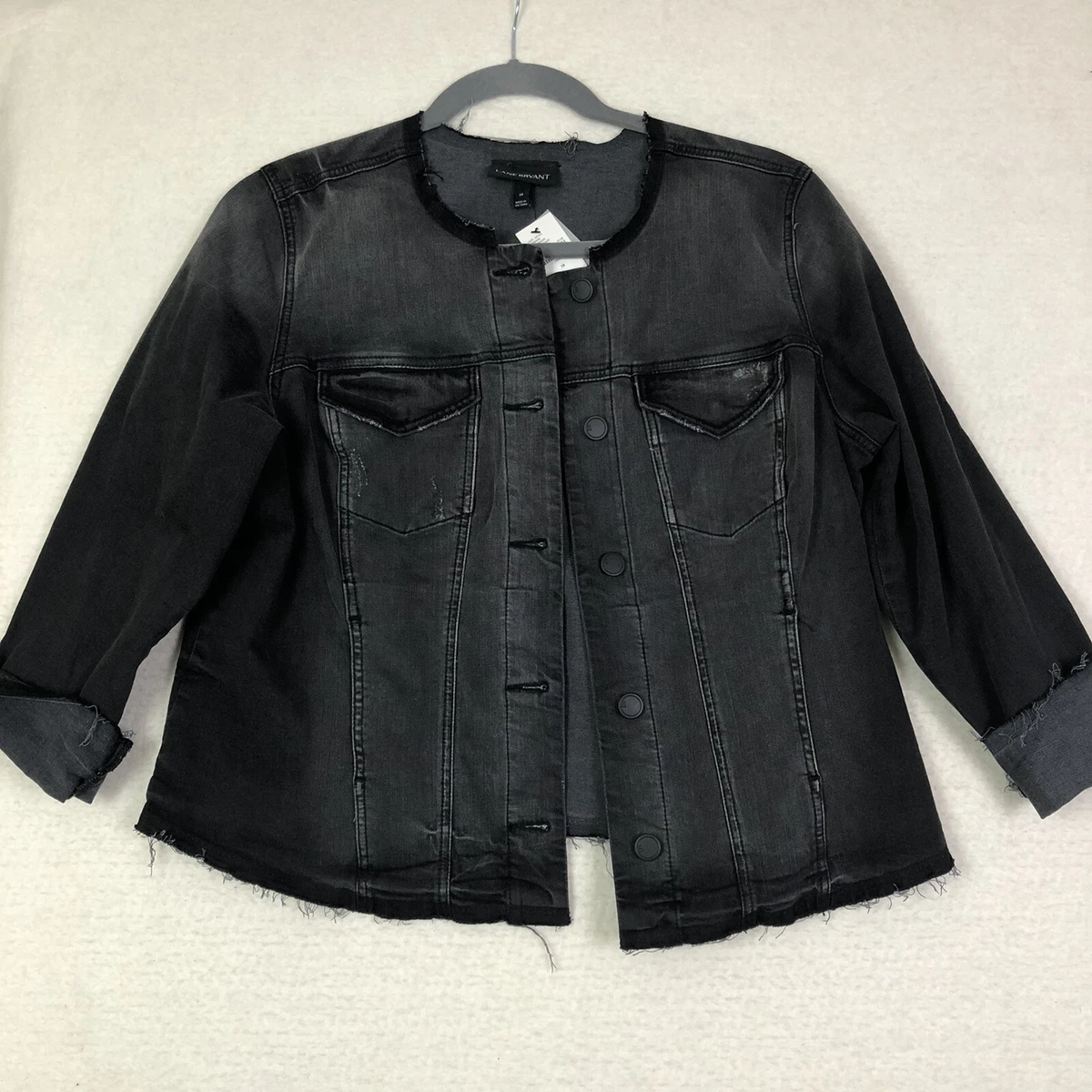 Black denim jacket hot sale womens plus size
