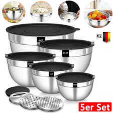 Edelstahl Schüssel-Set Deckel 5-Teilig Aufbewahrung Rührschüssel Metallschale