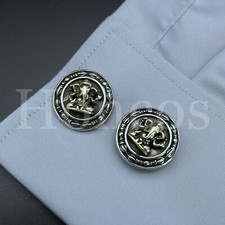 Vintage Elephant Men's Steel Silver Bar Shield Cufflinks Custom Made USA Seller