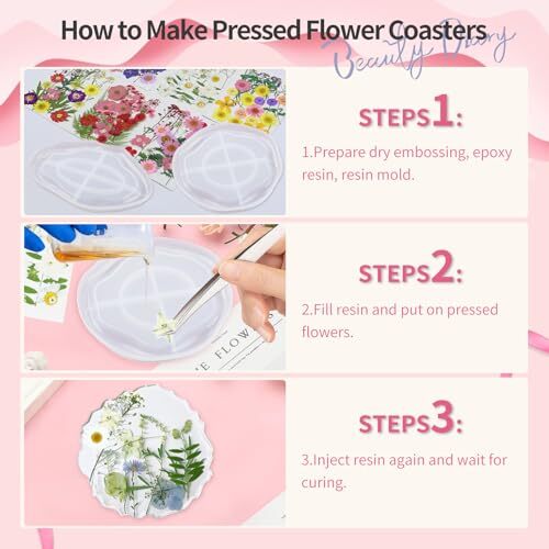 190 Pcs Dried Pressed Flowers for Resin, Real Dried Pressed Flowers for