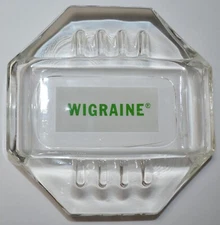 WIGRAINE Clear Glass Ashtray 1960's
