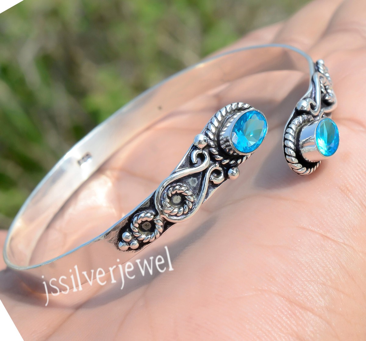 London Blue Topaz Gemstone Bracelet 925 Sterling Silver