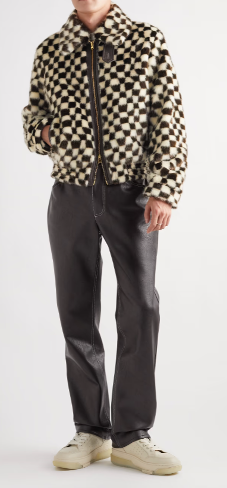 Amiri CHECKERED FAUX FUR BLOUSON BLACK / WHITE size X-LARGE