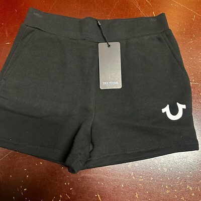 True Religion Womens Black Slash Pocket Elastic Waist Activewear Shorts  Size XS