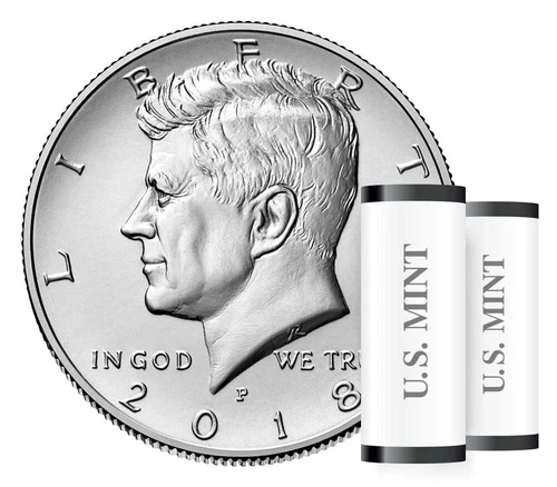 2018 P, D Kennedy Half Dollar. Uncirculated coins are from US Mint rolls.