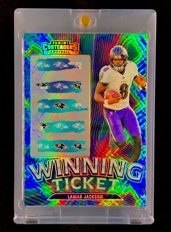 LAMAR JACKSON RARO REFRACTOR DIAMANTE Holo Plata Tarjeta Paralela Baltimore RAVENS Foto 4 de 4