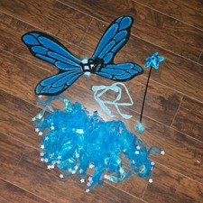 Fairy Butterfly Costume Set Accessory Amscan Blue Sparkle Skirt and Wings Wand