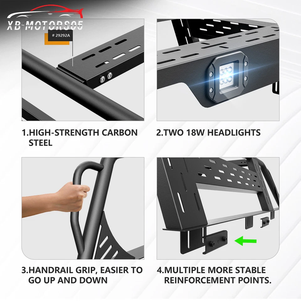 750 LBS Overland Cargo Carrier Full-Size Bed Racks For 1992-2025 Ford F150 - Imagem 4 de 4