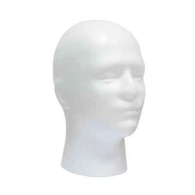 GADGETCKING POLYSTYRENE FOAM MANNEQUIN DISPLAY HEAD MALE FEMALE UNISEX NECK WIG STAND WHITE
