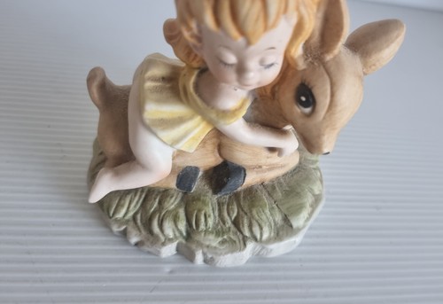 Uniart Fine Porcelain Figurine, Girl Riding Fawn #C1 - Picture 5 of 10