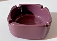 Vintage Purple Ceramic Ashtray 4.5 Inch Mid-Century Modern Square Design