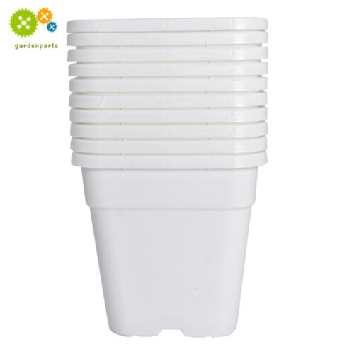 1 Gallon 10 Pack Square White Nursery Pot Plastic Plant Flower Pots Container