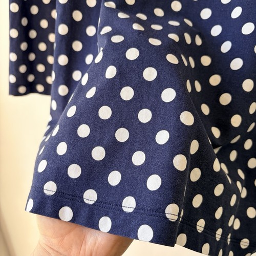 MARIMEKKO M Ilma Pallo Polka Dot Boatneck Top Navy Blue/White Dots 100% Cotton - Bild 7 von 12