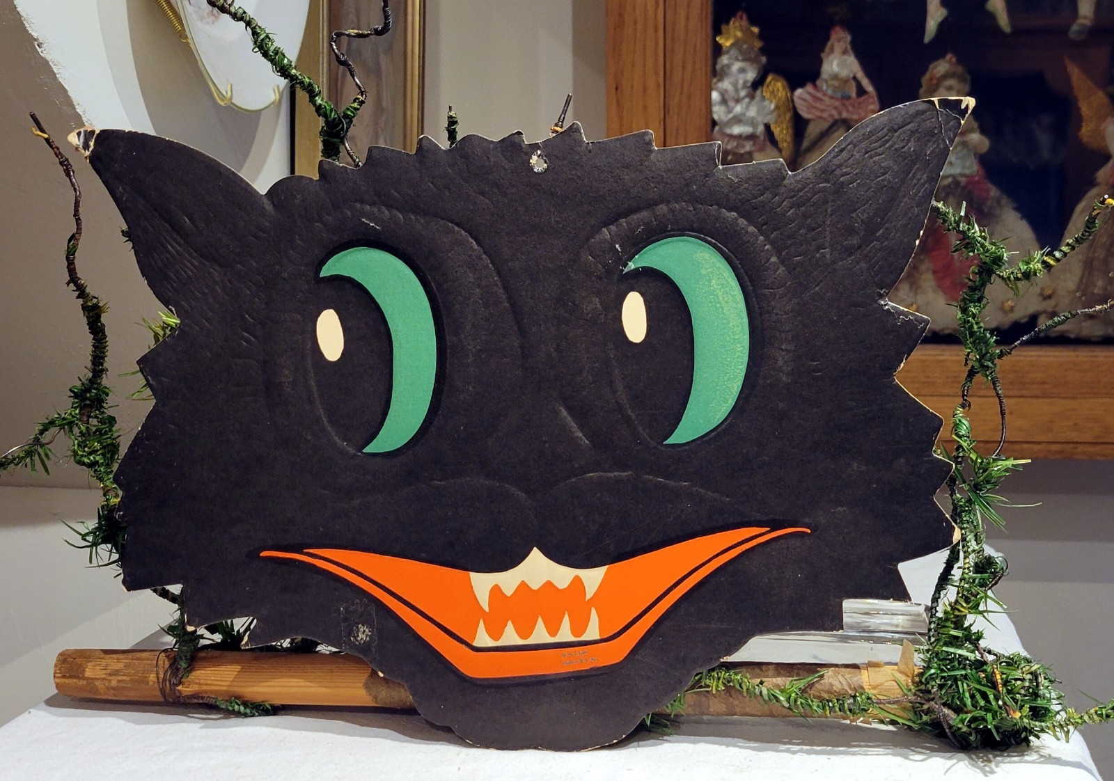 Fourth  Vintage H.E Luhrs Beistle Halloween Die-Cut Black Cat Paper Decoration