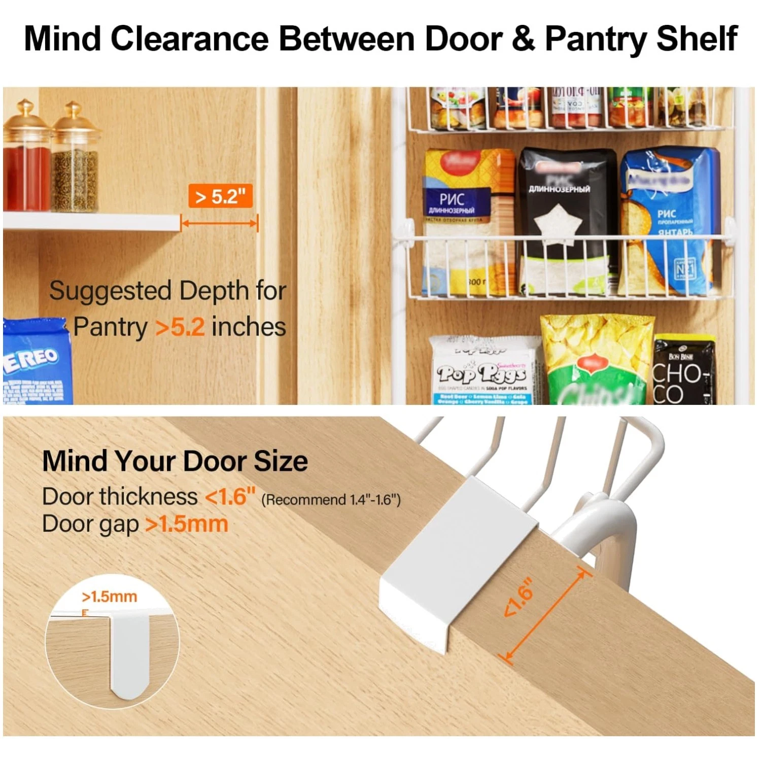 Versatile Over Door Pantry Organizer, Metal Cabinet Storage