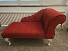 Laura Ashley Petite Chaise Longue (Right Hand) - Berry Red - White Wooden Legs