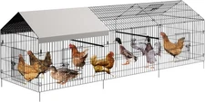 Large Metal Chicken Coop Chicken Runs + Waterproof Cover Portable Poultry Cage