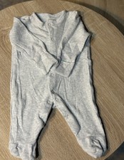 TU Baby Romper Grey Newborn 0-3 Mth / 0–14lb Cotton Sleepsuit Footed Long Sleeve