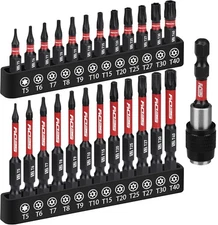 25-Piece Torx Bit Set, 1''&2.5'' Security Tamper Proof Impact... 