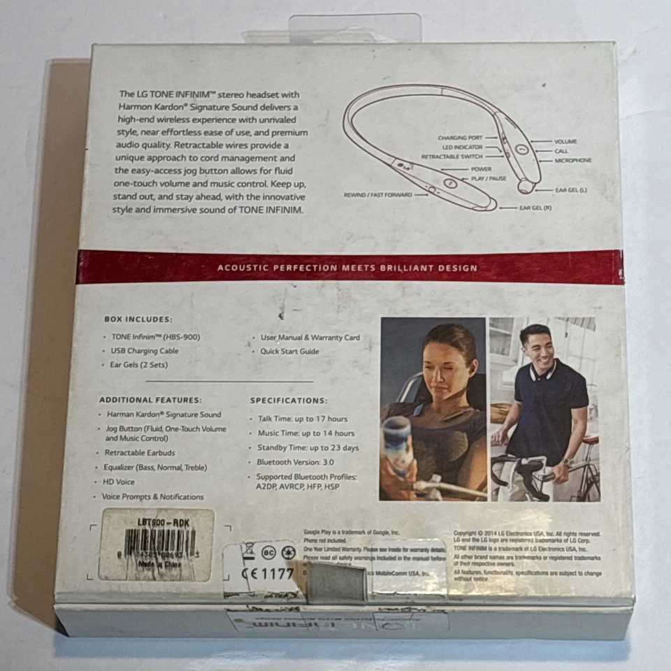 LG Tone Infinim HBS-900 Bluetooth Wireless Stereo Headset Black Harman Kardon - Image 2 of 4