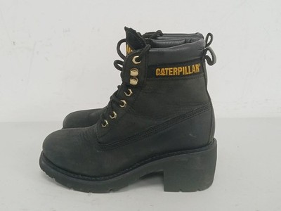 Cat Caterpillar Damen Schwarz Leder Stiefeletten Schnürung Weite Passform UK 6 EU 39 E139