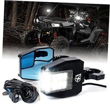 Aluminium UTV Side Rear View Mirrors fit 1.6"-2" Roll Cage Bar, LED Clear Lens