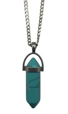 925 Sterling Silver 24" Necklace Chain Turquoise Hexagon Crystal Pendant Jewelry