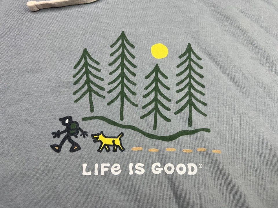 Life Is Good Pullover Sudadera con Capucha Para Hombre XXL Bebé Azul Árboles Forrado de Vellón Foto 2 de 4