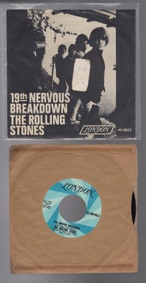 Orig THE ROLLING STONES 19th Nervous Breakdown 45 w/ Picture Sleeve EX Condition