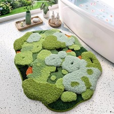 Non Slip Moss Bathroom Rug Quick Dry Forest Green 24x36 Inch Floor Mat