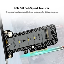 Full Speed PCIe 5.0 x4 to M.2 NVMe Adapter Card SSD PCI-E5.0 Expansion Card